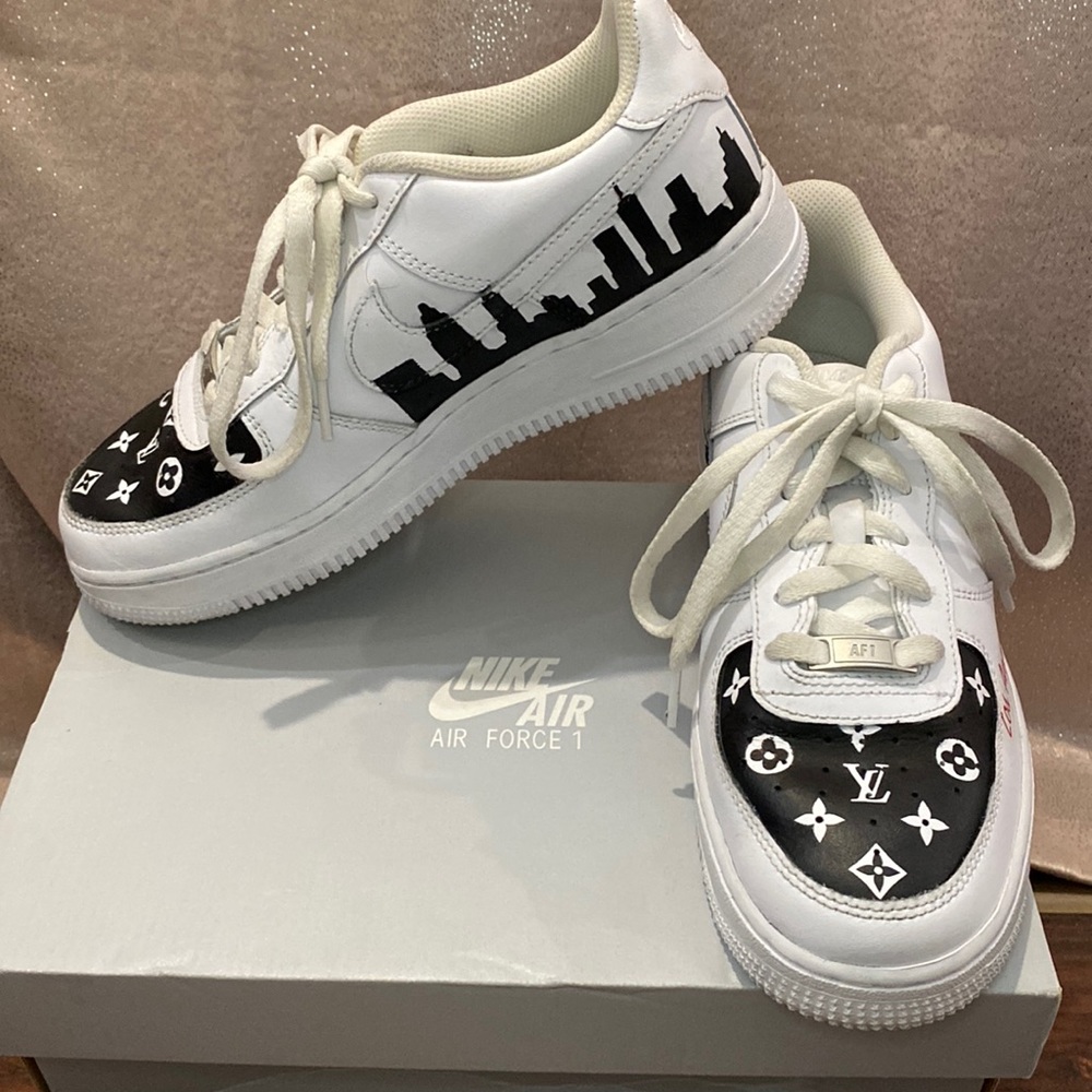 Nike Air Force 1 Custom design shoe with Louis Vuitton & Horizon of Los Angeles.